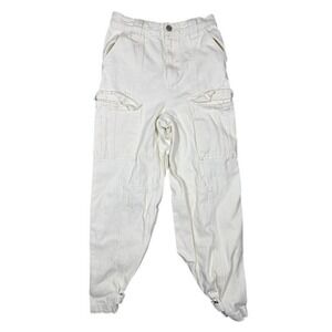 PacSun Womens High Rise Carpenter Pants Off-White Cotton Cargo Utility Size 26
